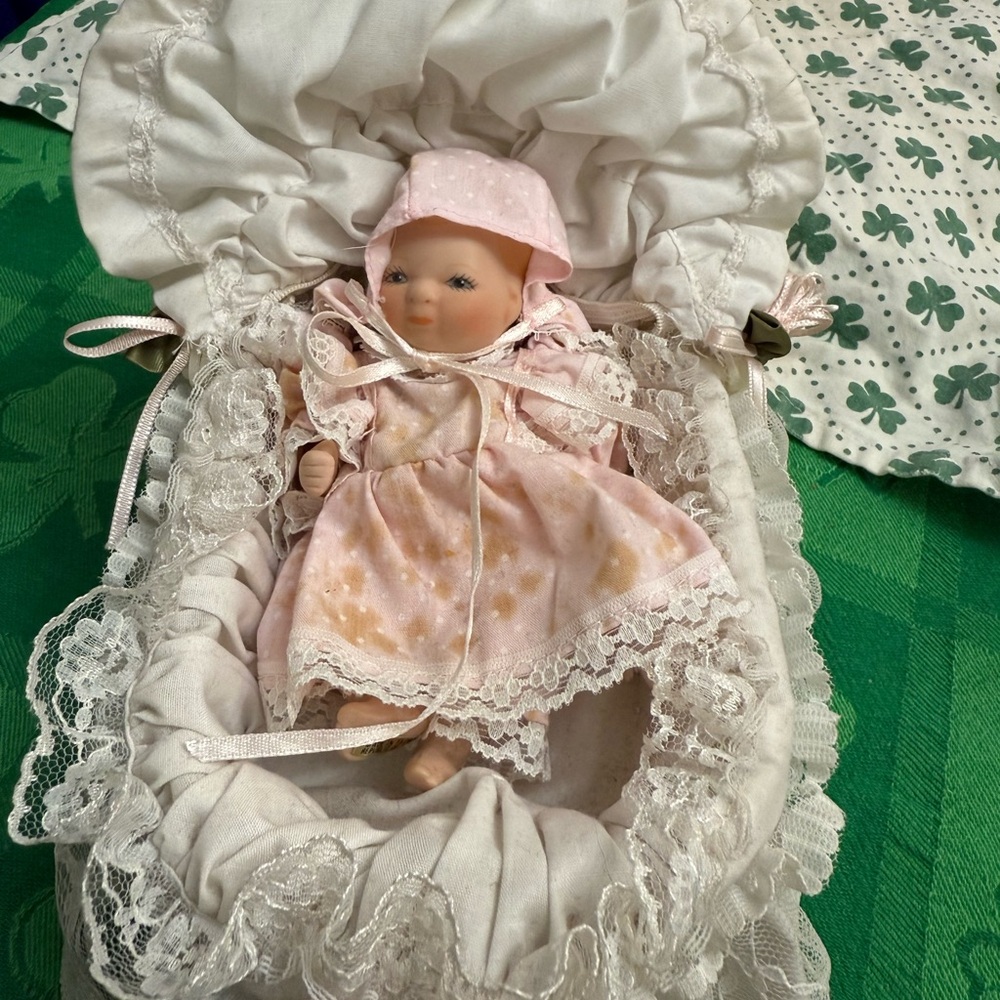 Charming Pink Baby Doll with Lace Cradle